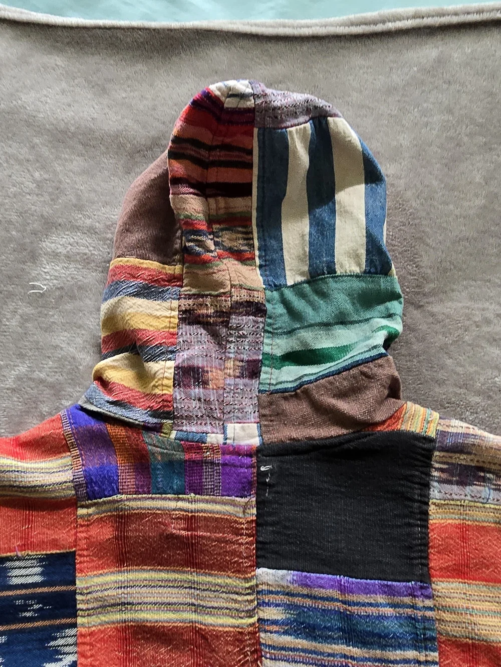 Patchwork Hooded Button Front Vest - Multicolor